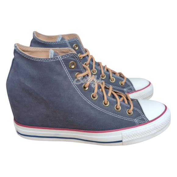 Converse 2017 CTAS Lux Mid Hidden Wedge Almost Black Peached Canvas Sneaker 10 - Picture 4 of 12